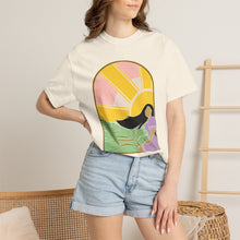 Load image into Gallery viewer, Sunrise Serenity T-Shirt — Woman by the Sea Graphic Tee
