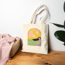 Load image into Gallery viewer, Canvas Tote Bag — Sunset Meadow Illustration Tote

