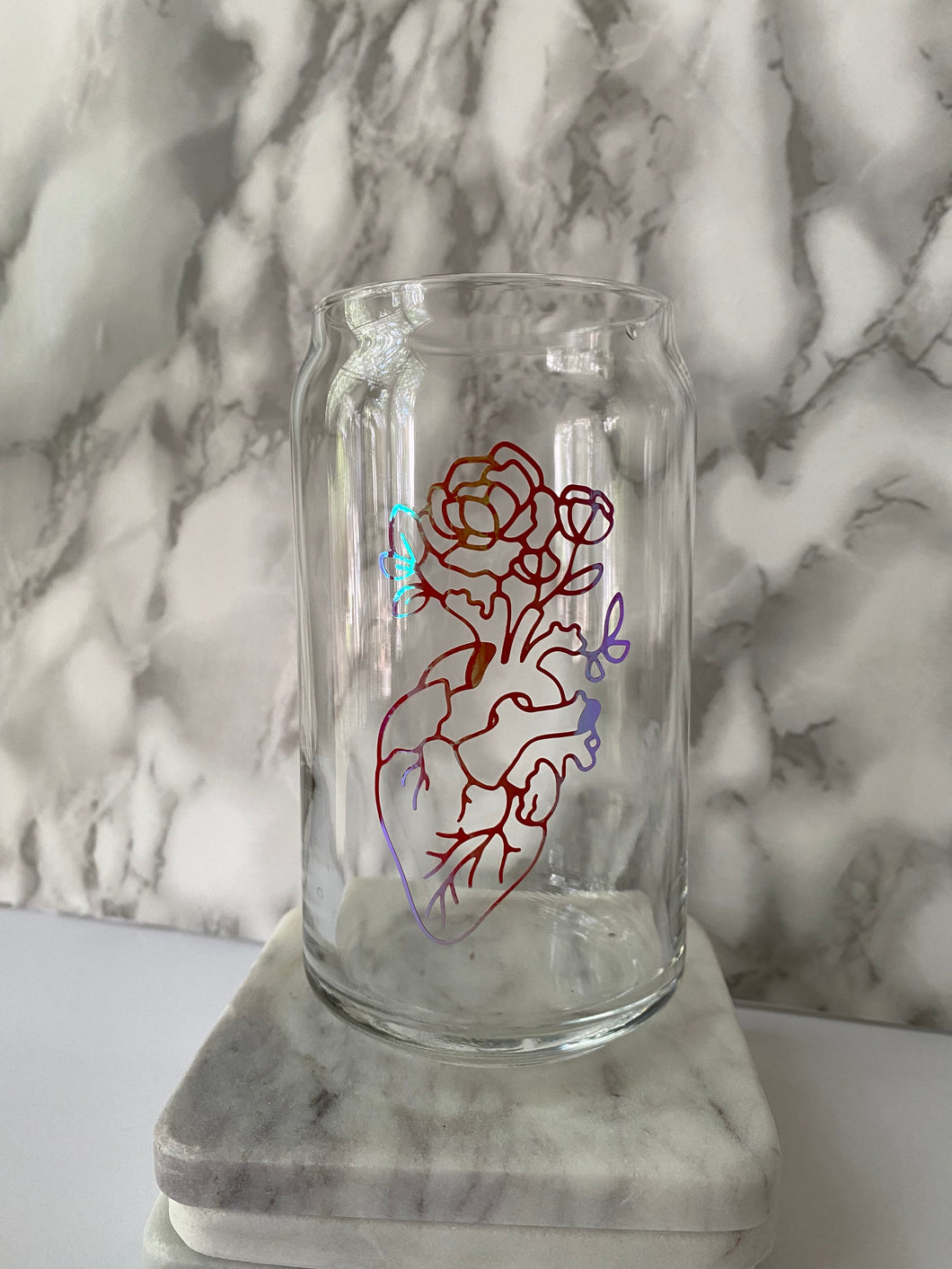 Grow with Heart Glass Can 16 oz.