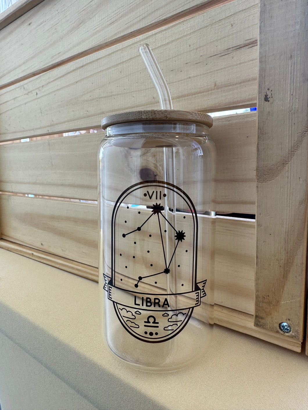 Sublimated Libra Zodiac Glass Can Set 20 oz