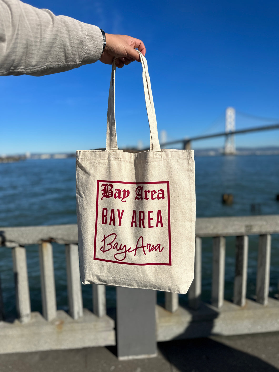 Bay Bay Bay Tote Bag - Beige & Burgundy