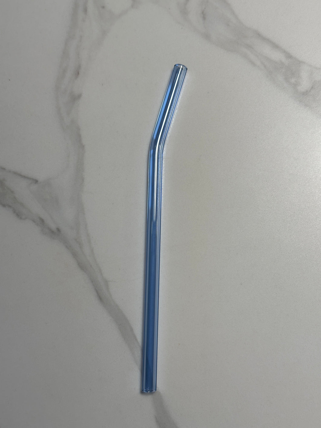Bent Light Blue Glass Straw