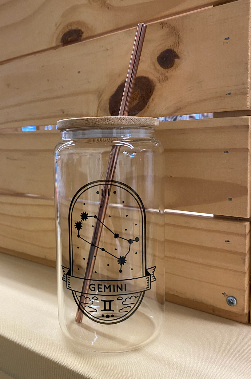 Sublimated Gemini Zodiac Glass Can Set 20oz