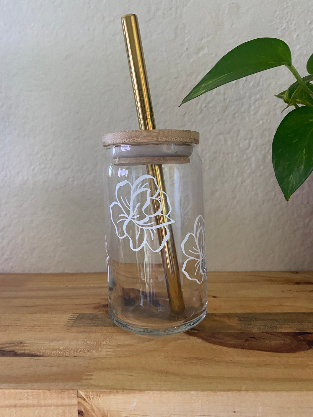 Roses Glass Can 16 oz.