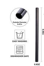 Load image into Gallery viewer, Black Straw Boba Large Stainless Steel
