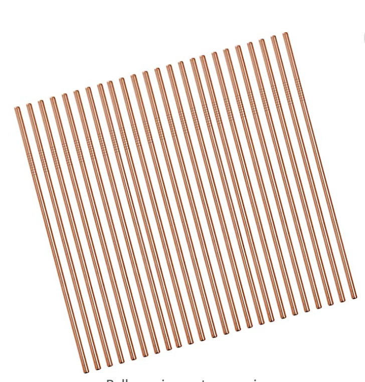 Rose Gold Skinny Stainless Steel Straw
